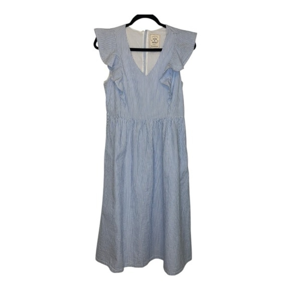 Hope & Henry Blue Striped Seersucker Dress